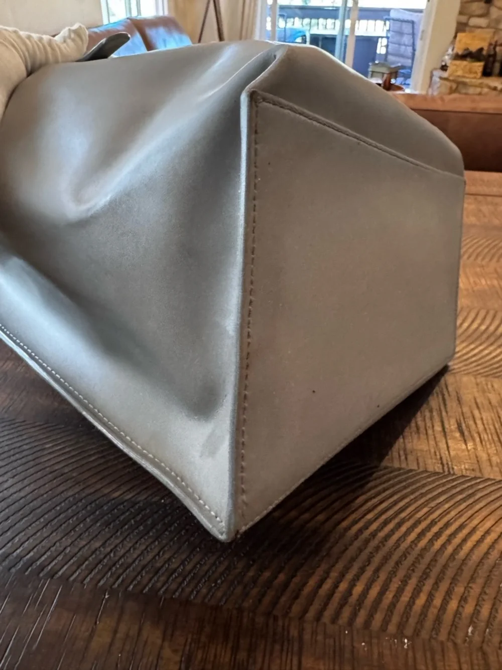 Furla gray Italian leather tote bag gold hardware - Picture 8 of 17